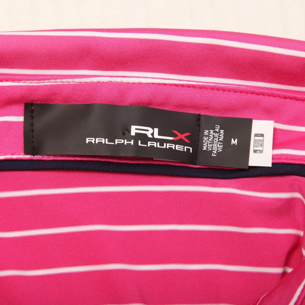 RLX Ralph Lauren Polo Shirt Mens Medium Pink Stripe Golf Mountain Ridge CC - Picture 5 of 12